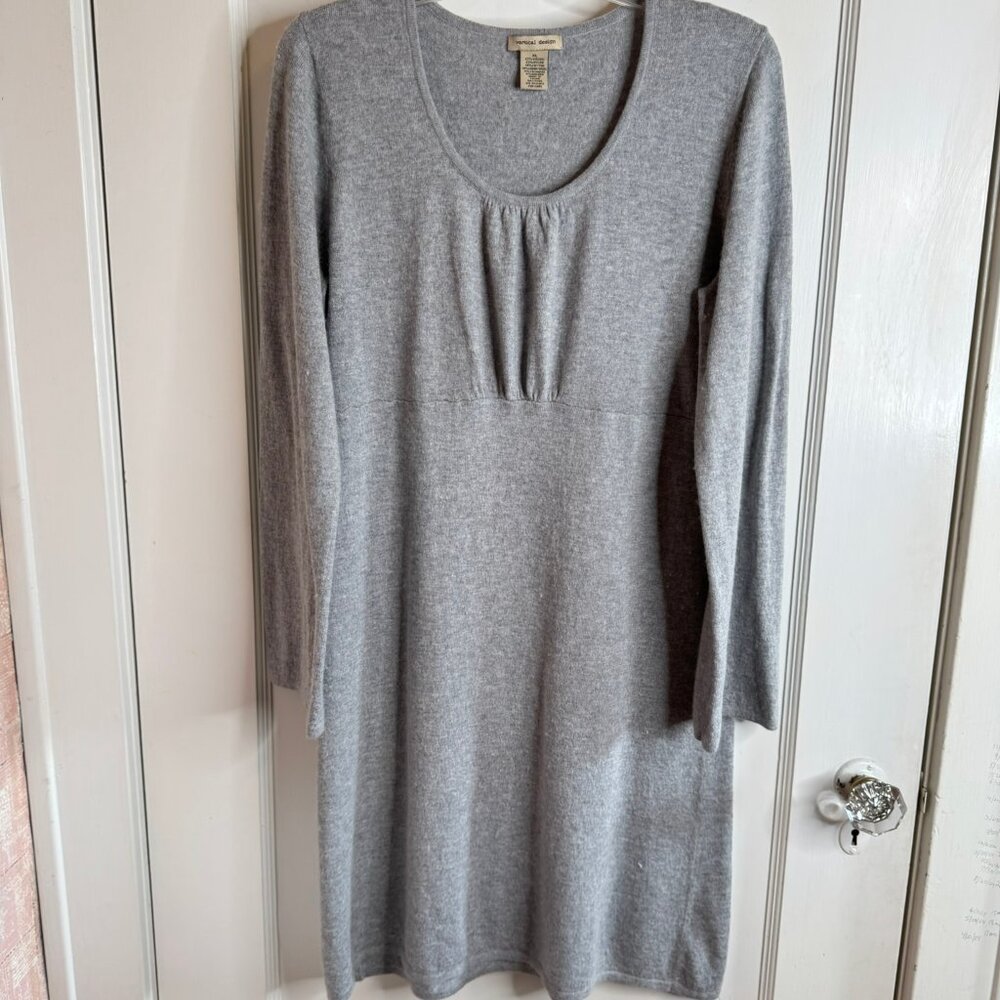 Vertical Design Gray Soft Knit A-line Dress Wool Blend sz XL